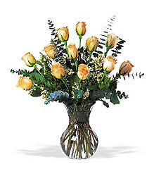 A Dozen Pale Peach Roses